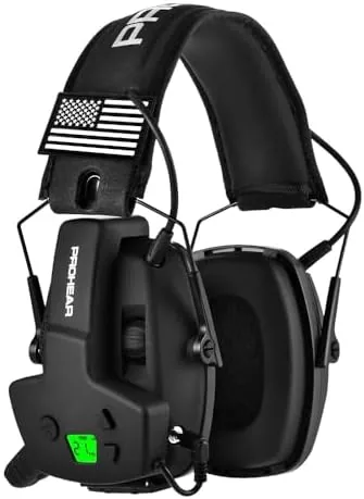 prohear tactical electronic shooting earmuffs with 4x sound amplification ear protection walkie talkie set for hunting shooting range tactical communication black